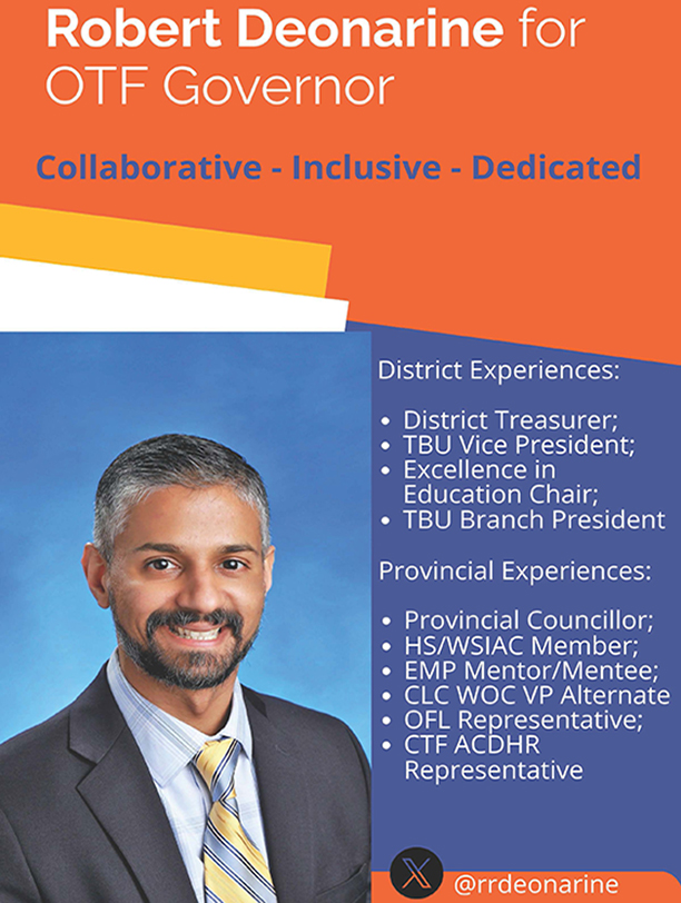 image of OTF Governor - Robert Deonarine elections poster