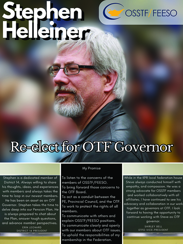 image of OTF Governor Stephen Helleiner elections poster