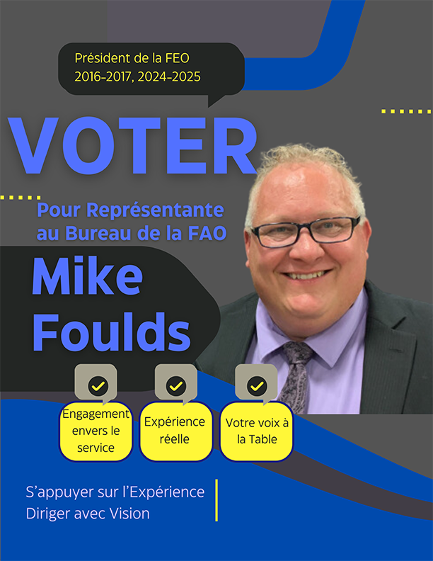 image of Représentante ou représentant au Bureau de la FEO - Mike Foulds elections poster