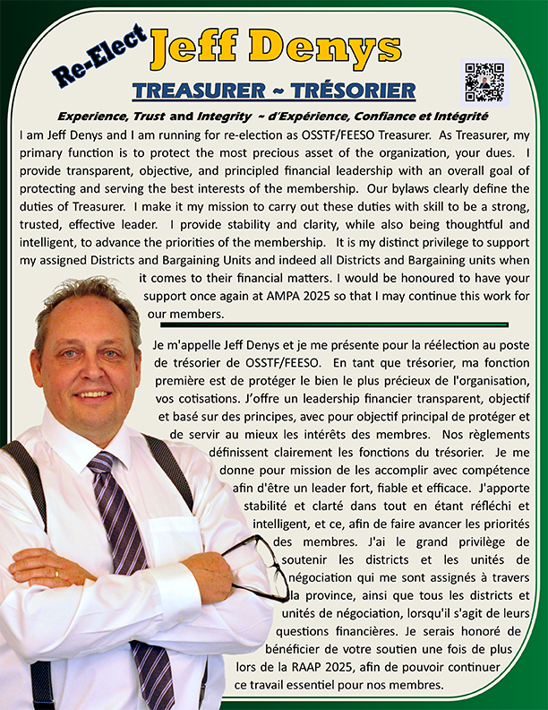 image of Jeff Denys, Treasurer elections poster