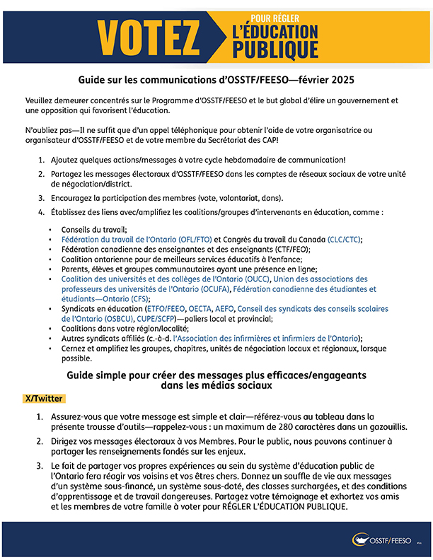 Trousse d’outils pour les réseaux sociaux d’OSSTF/FEESO 2025 page 1 image